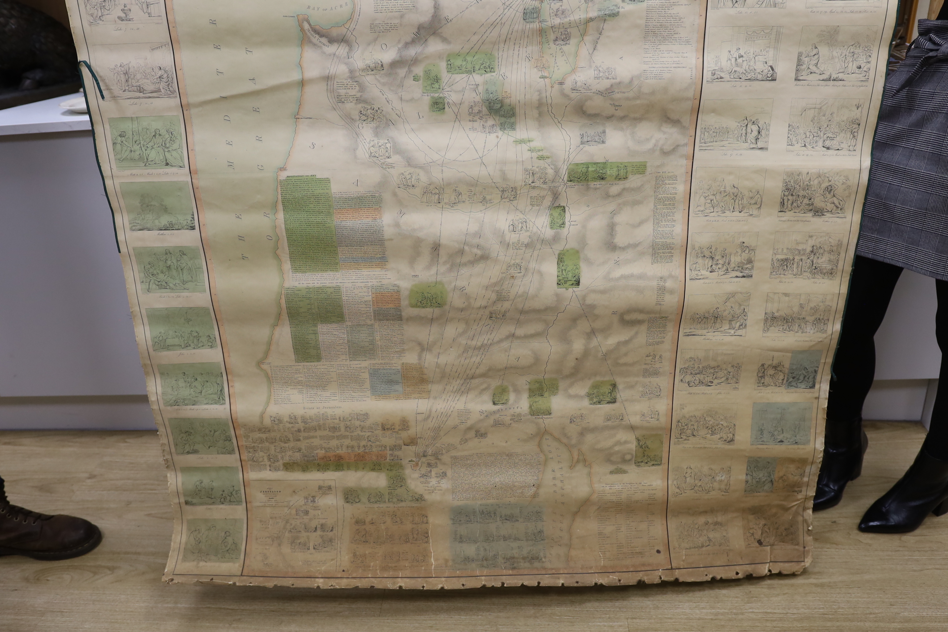 Two large maps comprising Evangelical or Christian Dispensation and Philips map of Asia (damaged)
